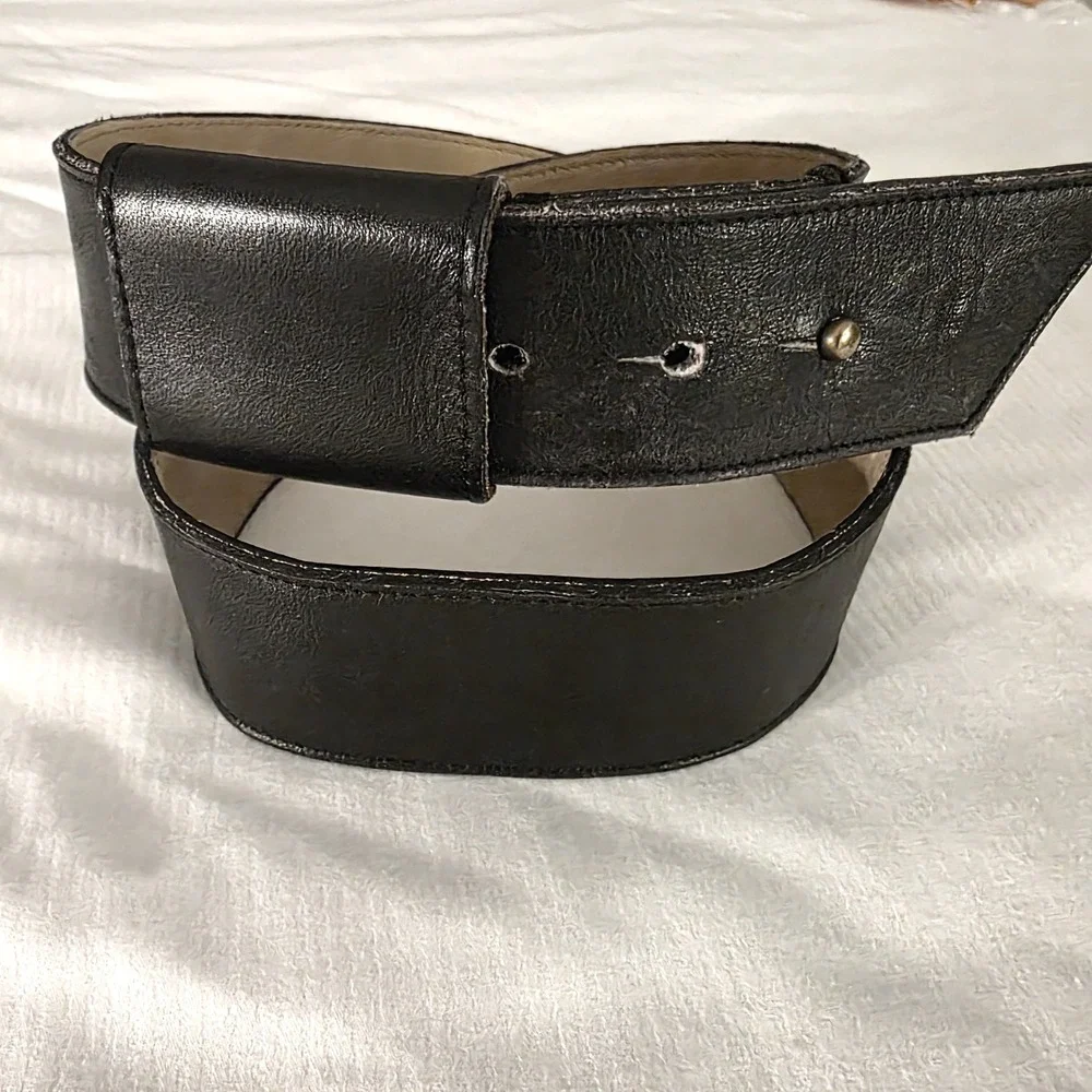 Vintage Kettle Creek Canvas Co Black Leather Wide Belt Size 4 Canada 1980s